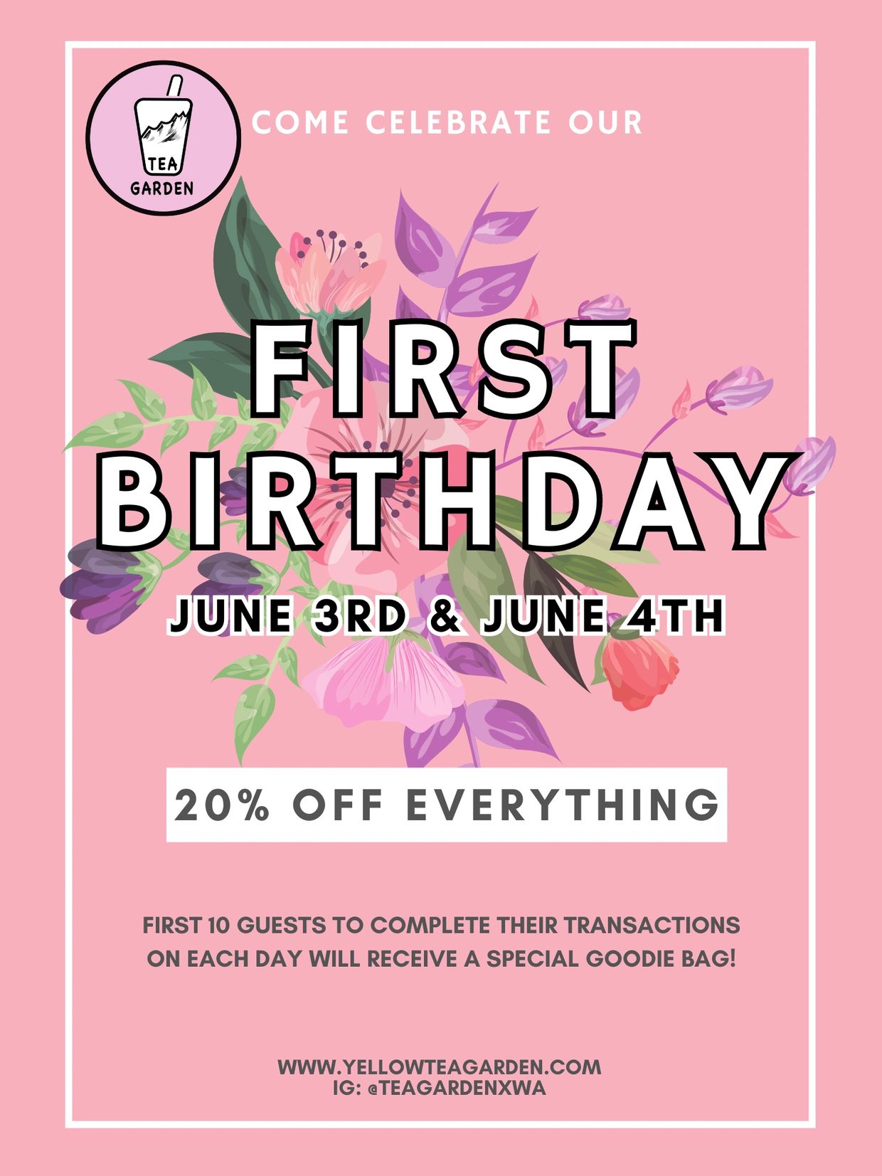 Tea Garden Bubble Tea, Menu